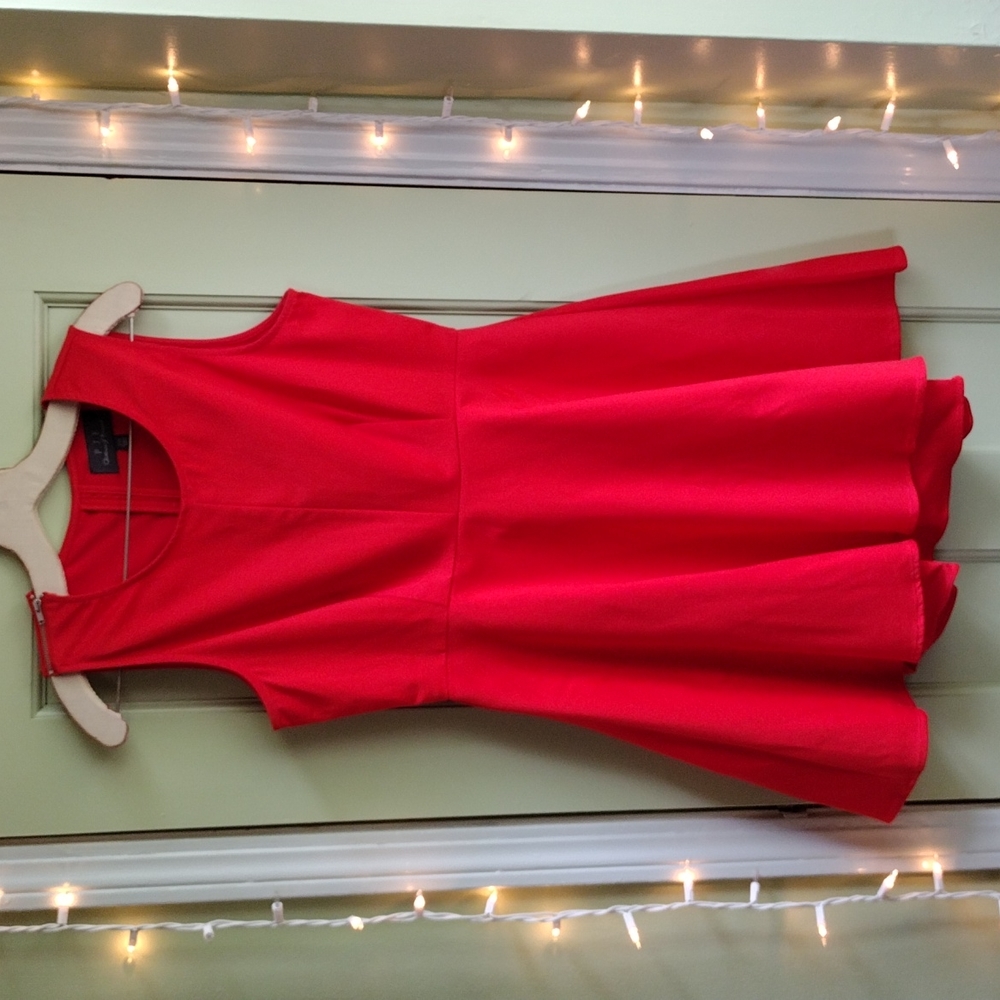 Women's Patterson J. Kincaid Red Orange Sleeveless Double Layer Dress M